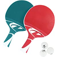 Cornilleau Tacteo Duo Set de 2 Raquetas y 3 Pelotas- Unisex Adulto- Verde-Rojo- Talla Única